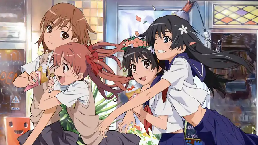 Le quattro ragazze protagoniste di To aru kagaku no Railgun