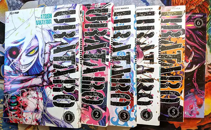I 6 volumi di Urataro usciti fino a Settembre 2017.